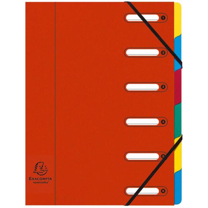 Trieur HARMONIKA® à fenêtres avec élastiques véritable carte lustrée 6 compartiments