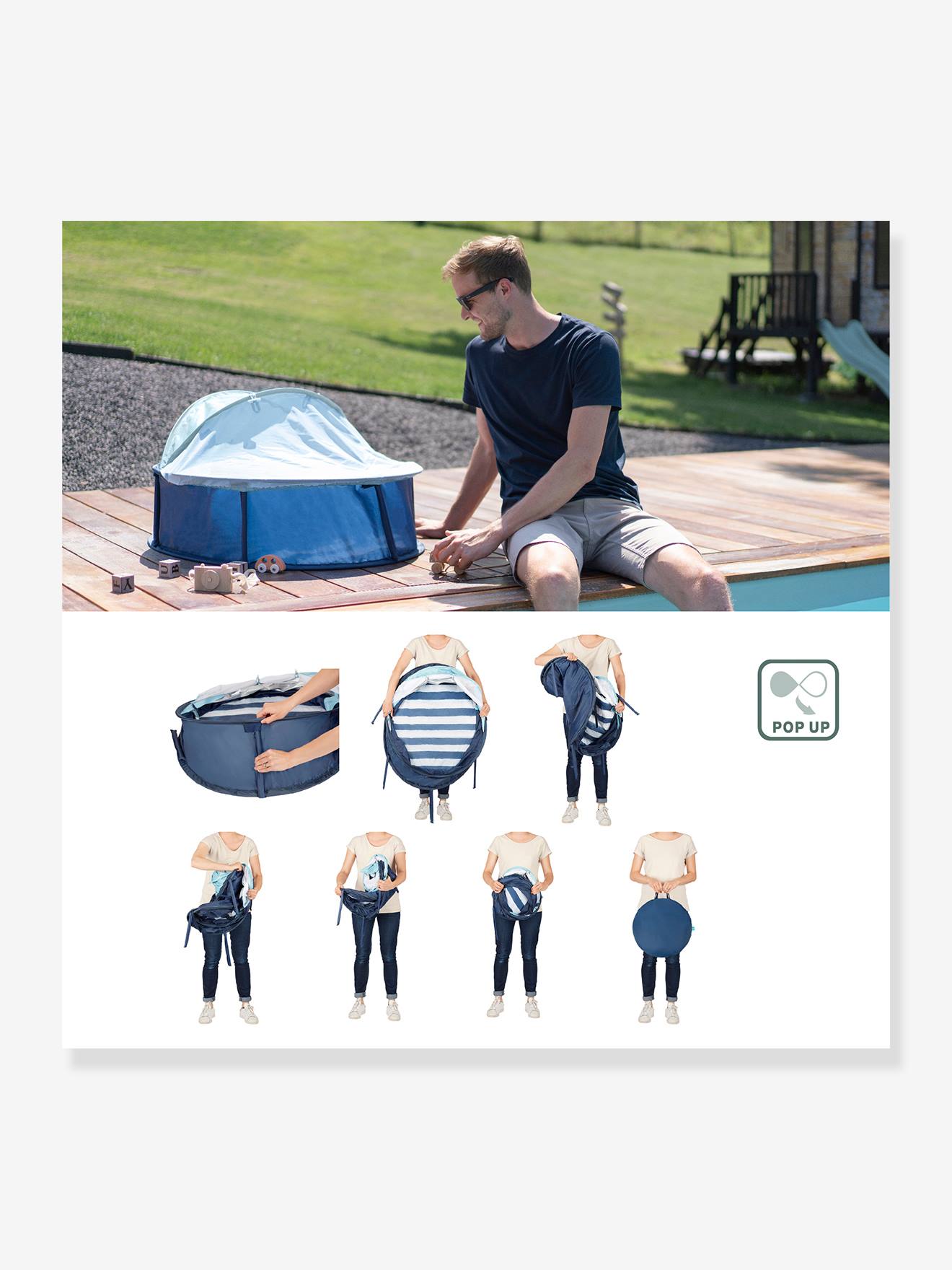 Área de atividades Babyni BABYMOOV com proteção UV, azul médio liso com estampas.