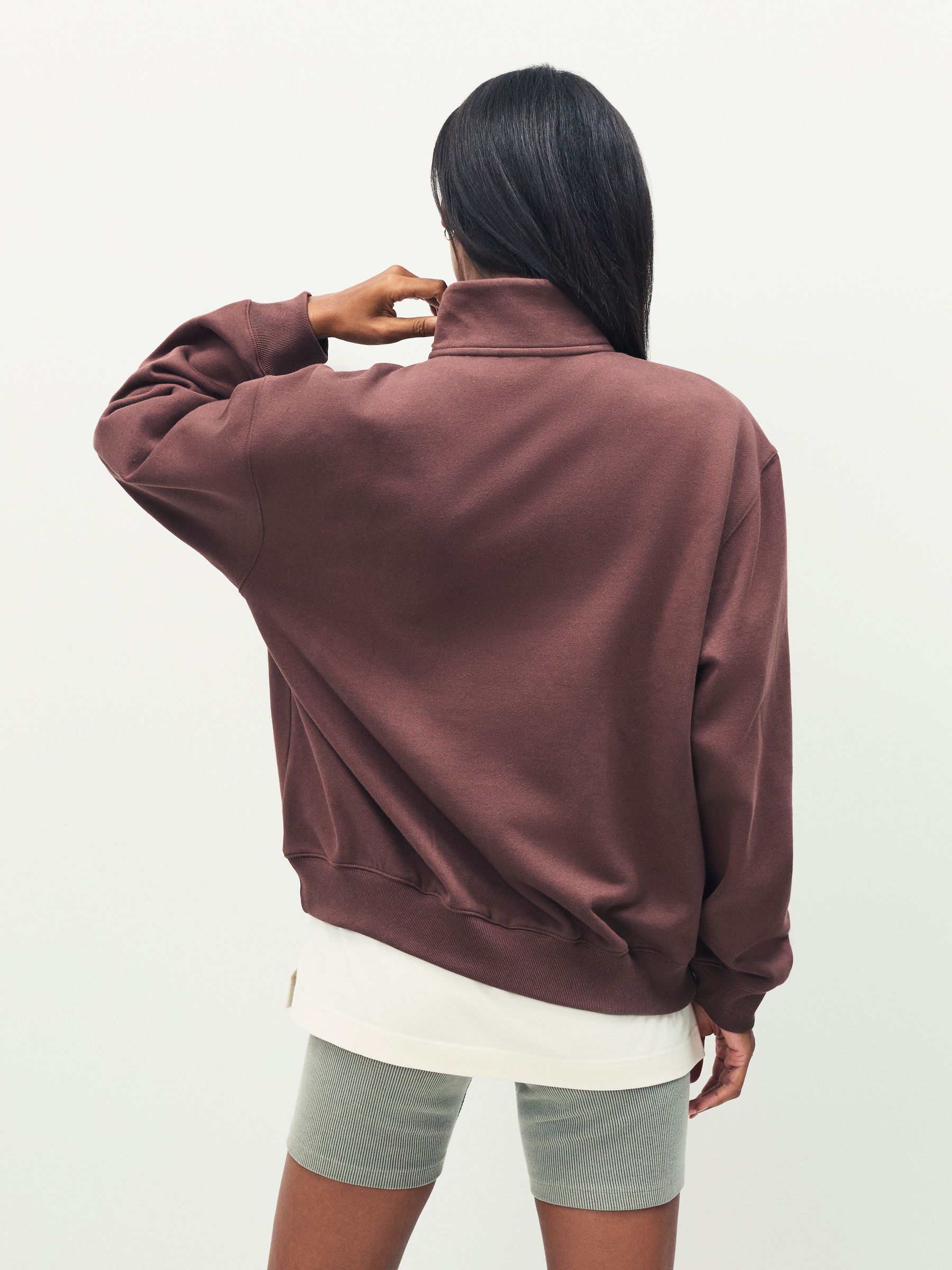 Bruin - adidas Originals Essentials Linear Oversized Quarter Zip Sweatshirt