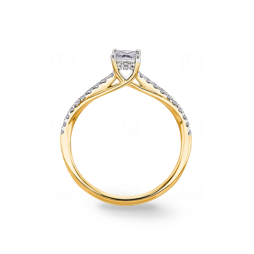 0.50ct Diamanten Pavé Solitärring 750/18 K Gelbgold