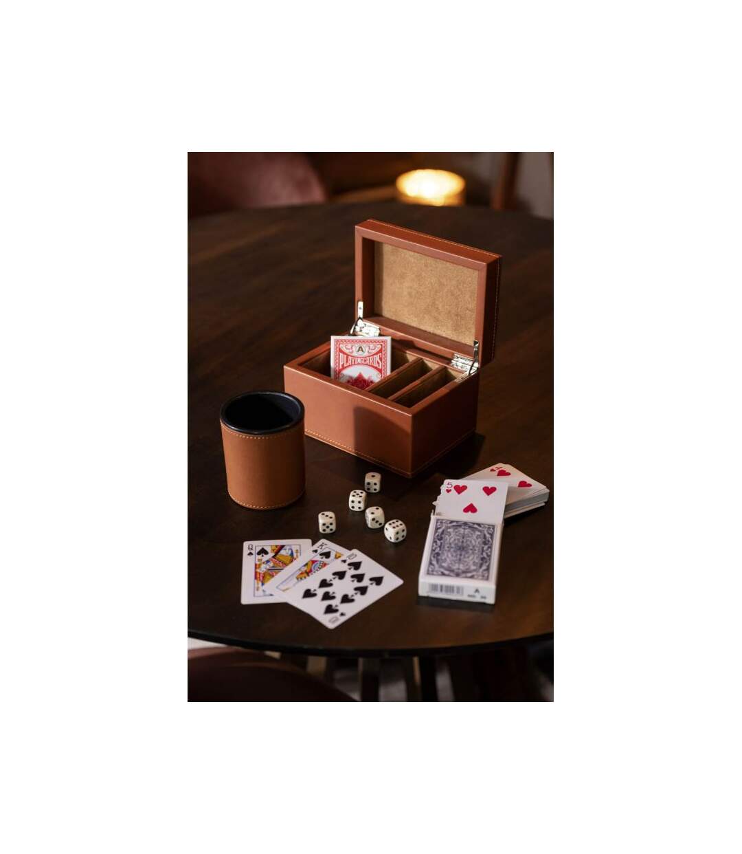 Paris Prix - Boîte Jeux De Cartes ezra 17cm Cognac