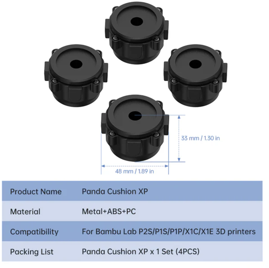 BIQU  Panda Cushion XP, P2S/P1S/P1P/X1C/X1E (4 Stk)    Vibrationsdämpfende Standfüße für Bambu Lab Drucker