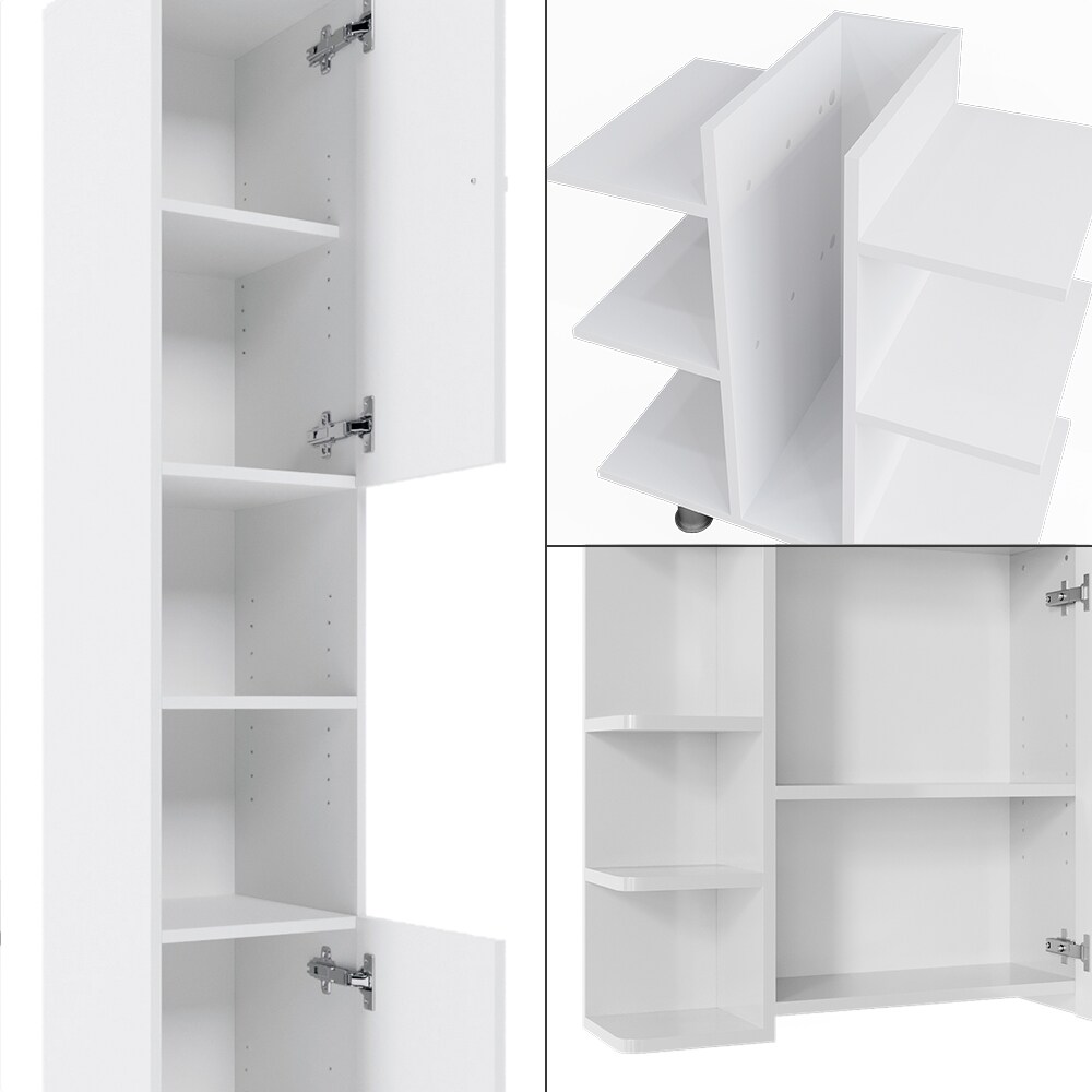 Vicco Badmöbel-Set Fynn Weiß 3 Teile Hochschrank