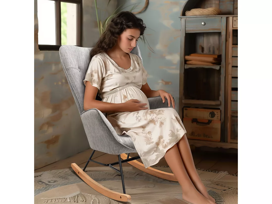 MEUBLES COSY Fauteuil à Bascule Allaitement Rocking Chair Scandinave Chaise Loisir Revêtement en Tissu avec Pieds en Bois Massif pour Salon, Chambre, Le balcon, Gris Clair