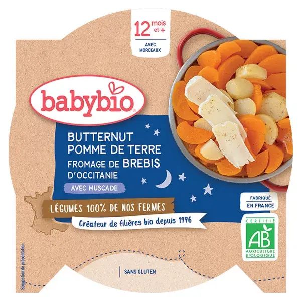 Refeições noturnas Babybio, pacote com 1 semana, orgânicas.