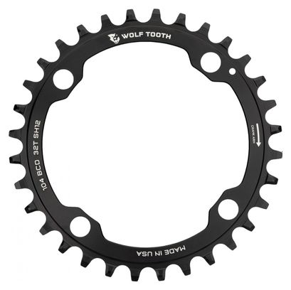 Plateau Wolf Tooth 104 BCD Drop-Stop ST pour Shimano HyperGlide  12 Vitesses Noir