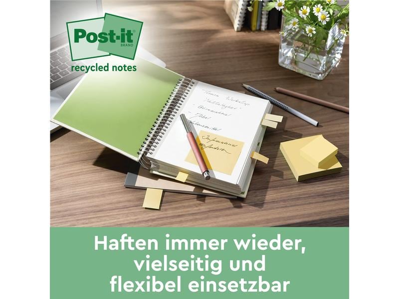 Post-it Notizzettel Post-it Recycling Gelb, 7.6 cm x 7.6 cm 18 Stück   6 gratis