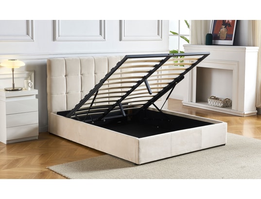 MENZZO - Lit avec rangement Lit double luftani avec sommier relevable 140x190cm velours...