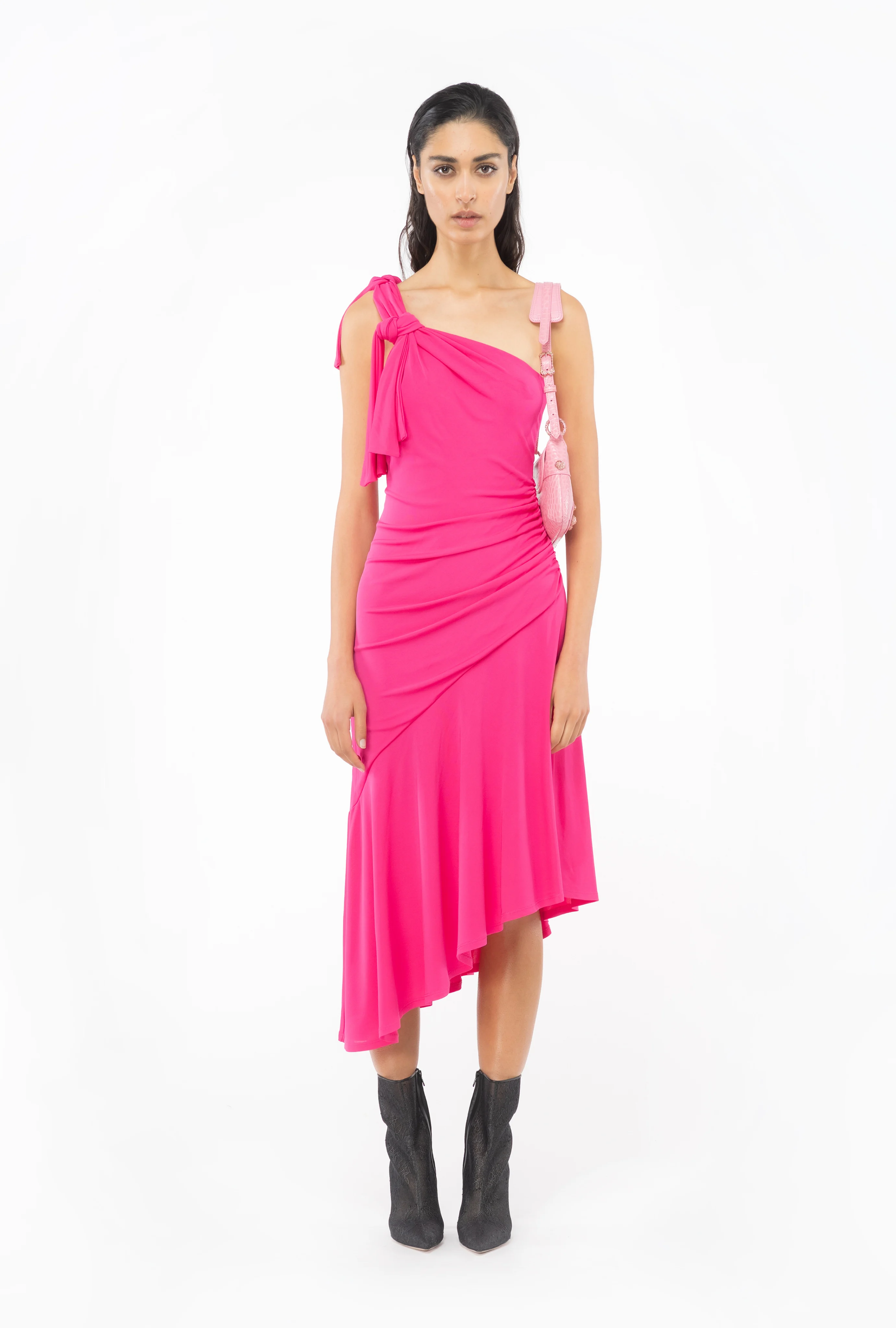 Robe volantée asymétrique | Rose