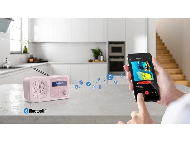 Sharp DAB  Radio DR-P420 – Pink Tragbares Digitalradio mit Bluetooth