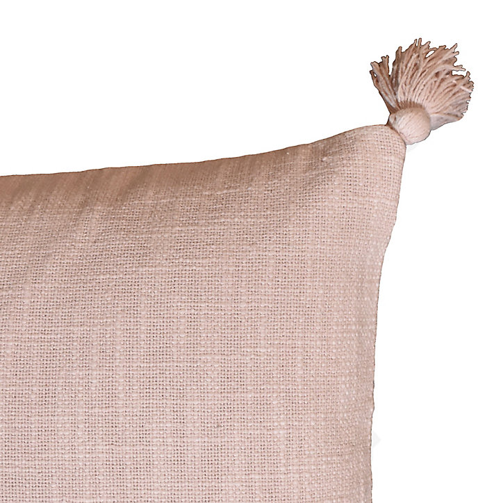 Coussin pompoms GoodHome rose L.45 x l.45 cm