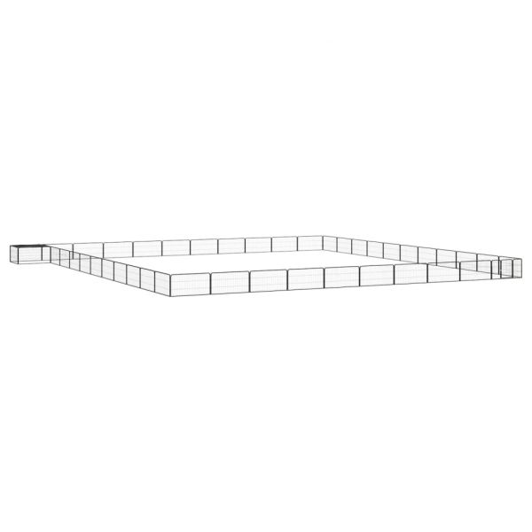 Parque Cães com 44 Painéis 100x50 cm Aço Revestido a Pó Preto - 3115985