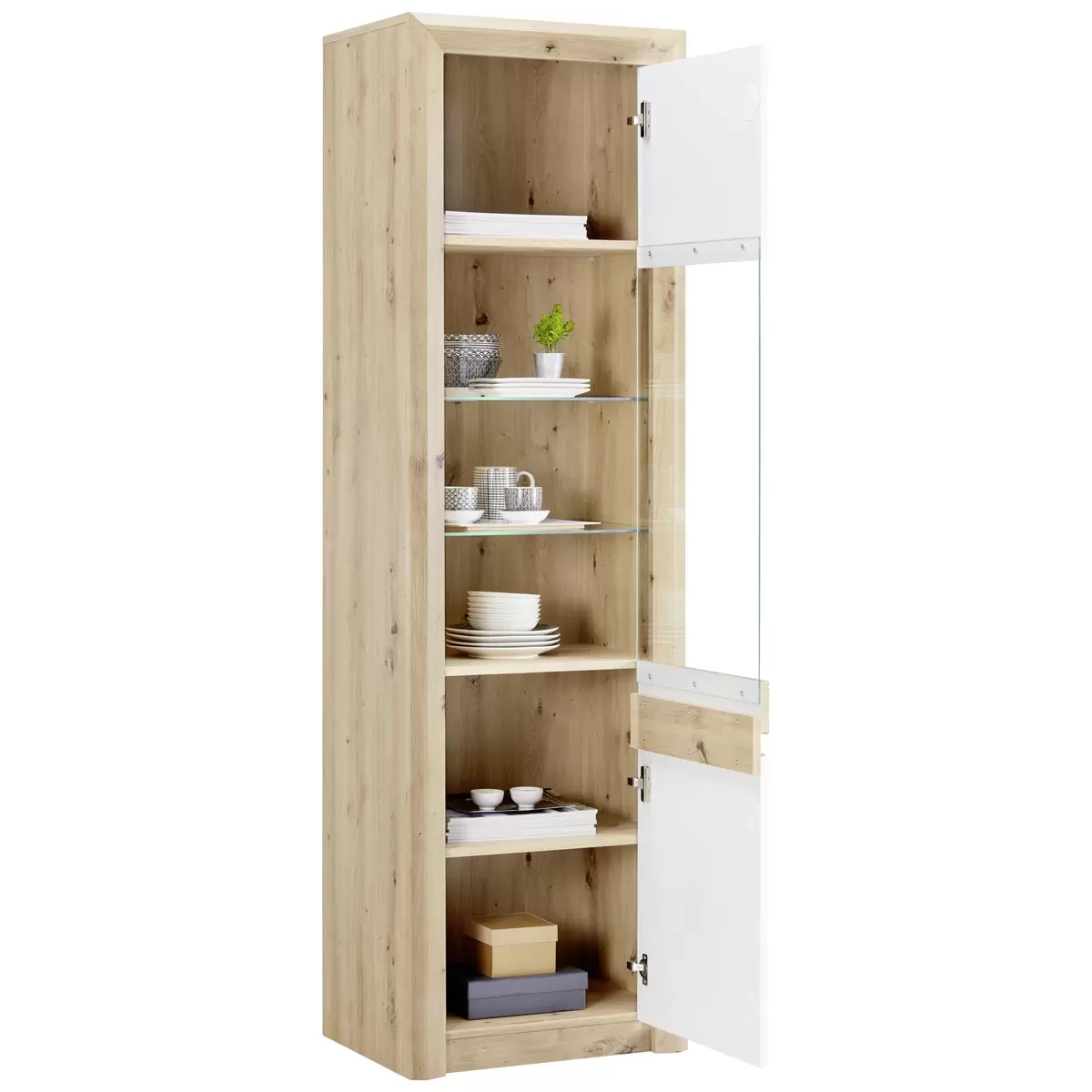 Vitrine Kashmir weiss,Artisan Eiche