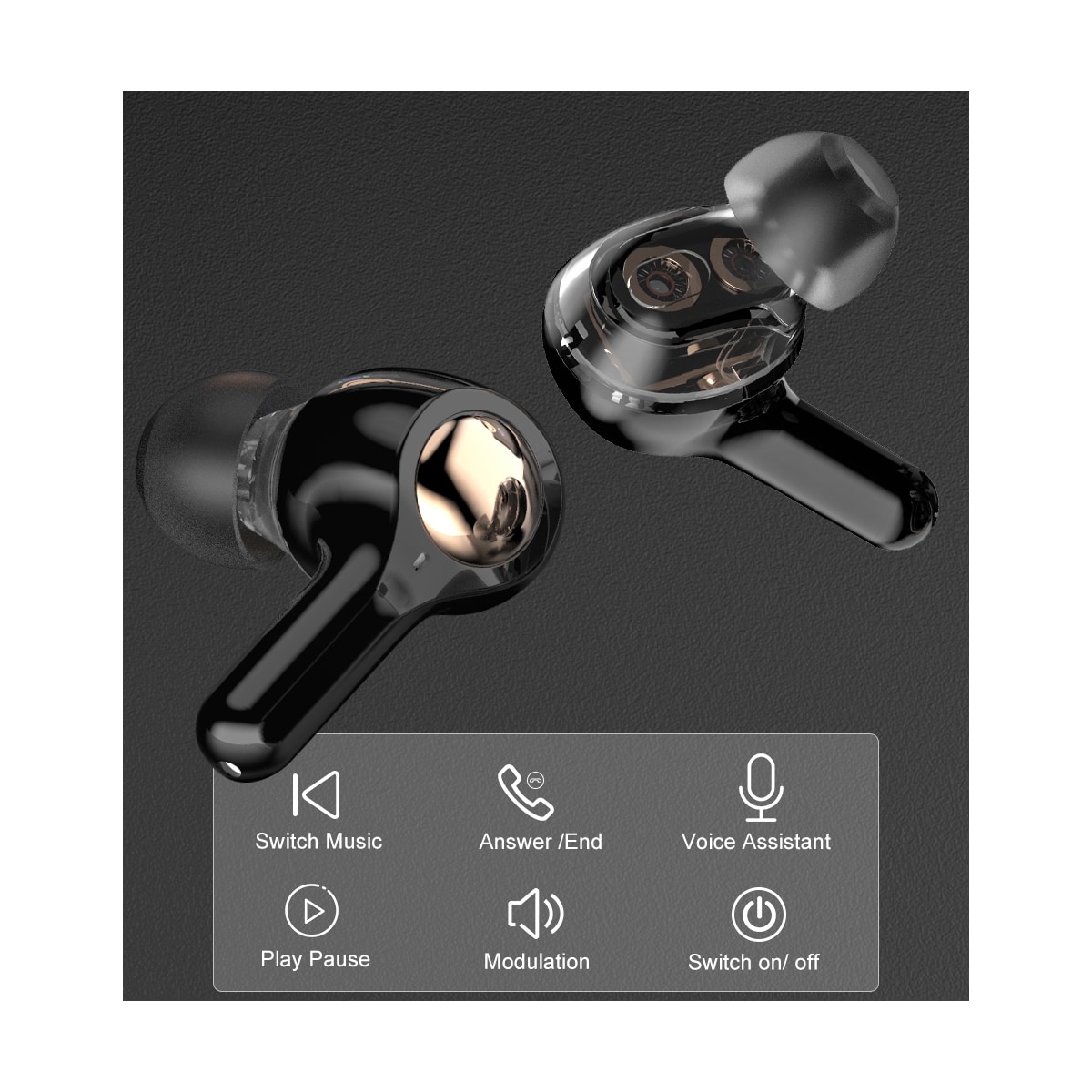 Øreplugger, trådløse Bluetooth 5.0 Double Dynamic Sort
