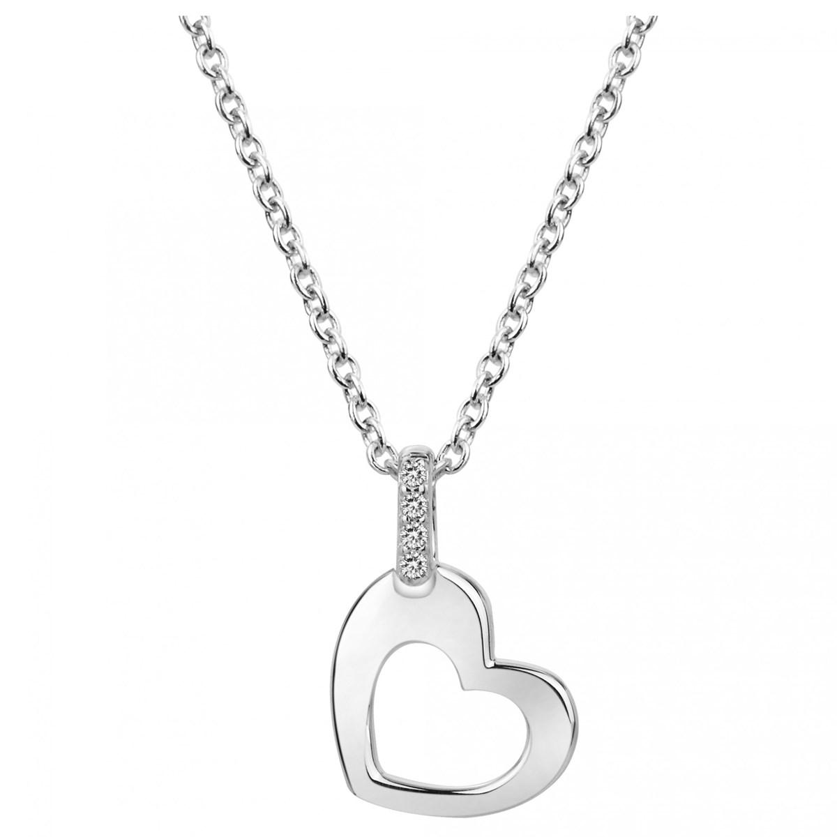 Collier mono-motif en Argent avec oxyde de zirconium blanc