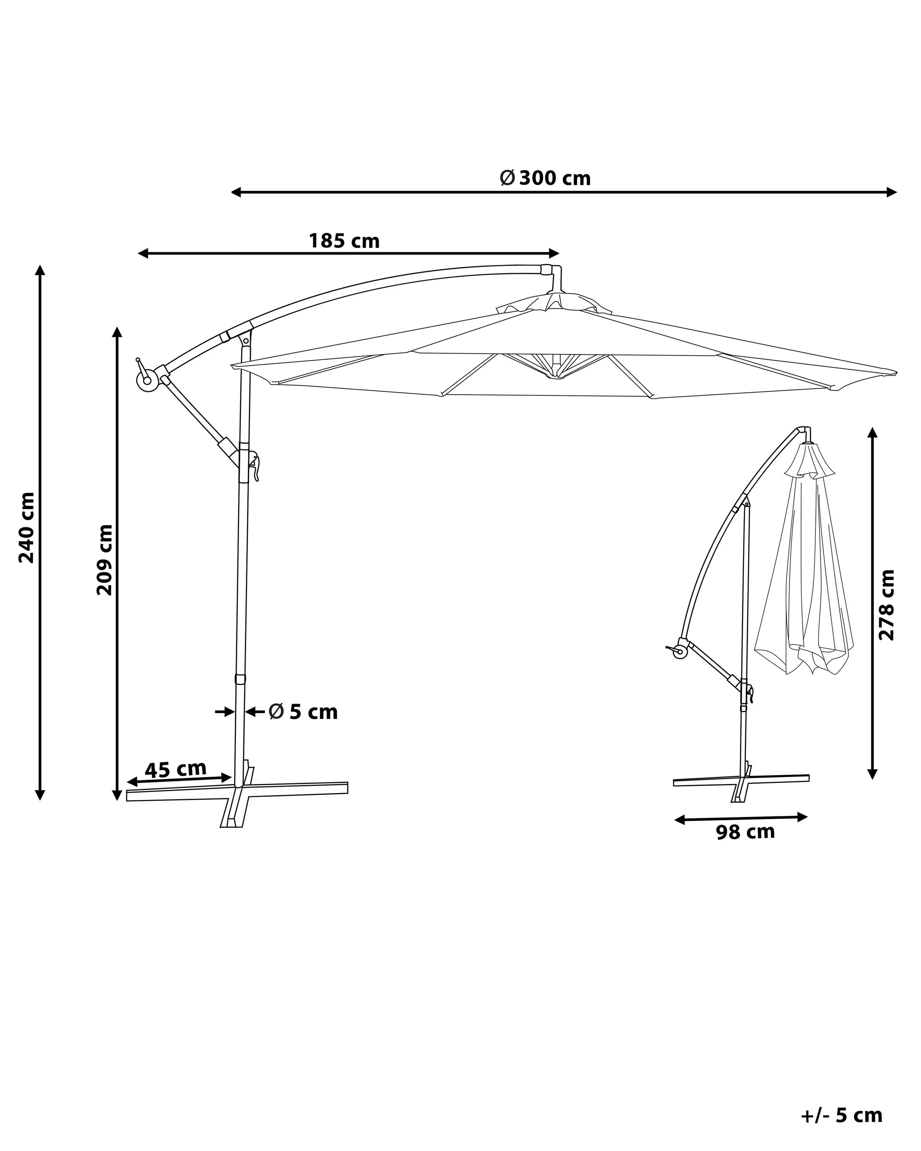 Zweefparasol 300 cm RAVENNA Lichtbeige