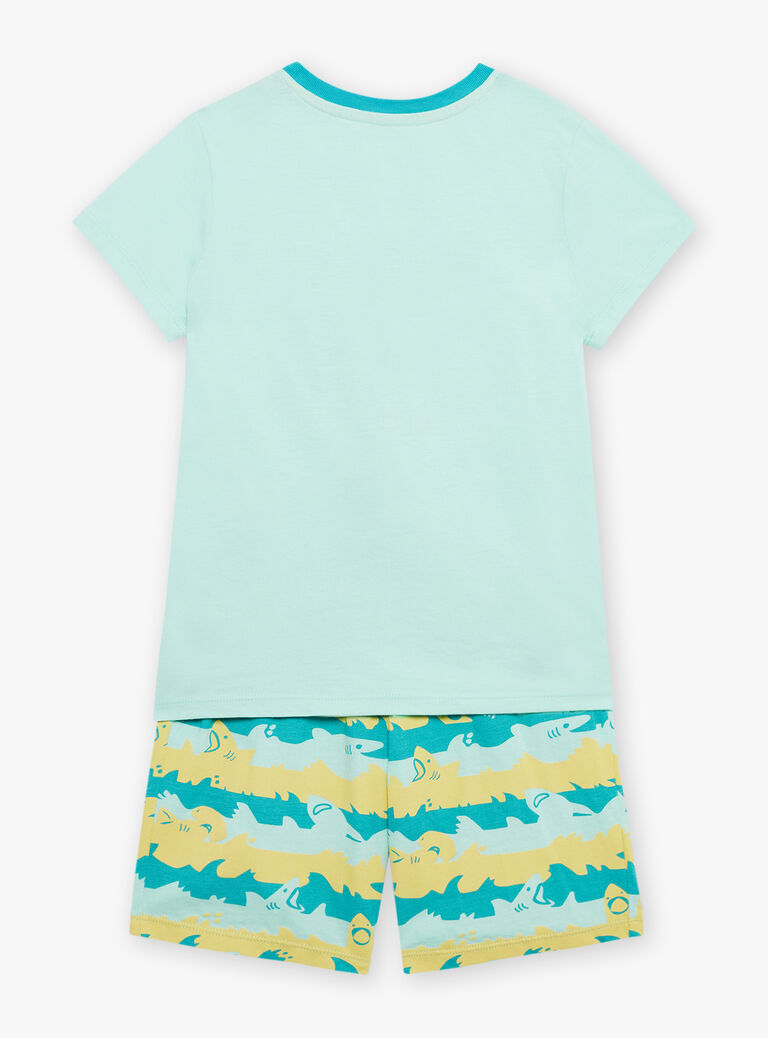 Pyjama turquoise à motifs et imprimé requins
