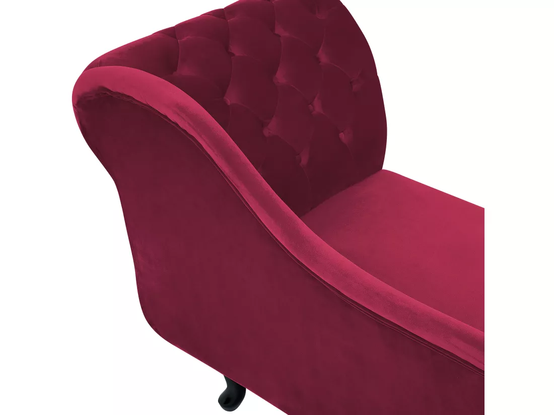 Méridienne Chesterfield côté droit en velours rouge NIMES