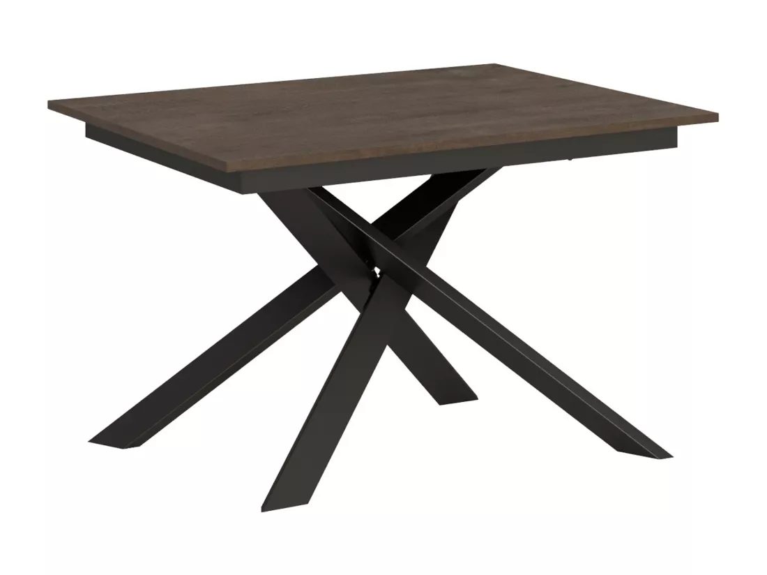 Table extensible 90x120/180 cm Ganty Noyer bande de chante en teinte cadre Anthracite