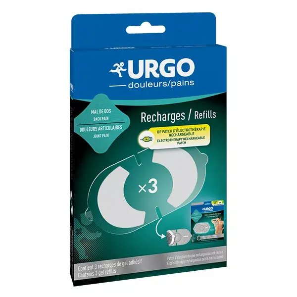 Refil de adesivo eletroterapêutico Urgo para alívio da dor (3 unidades)