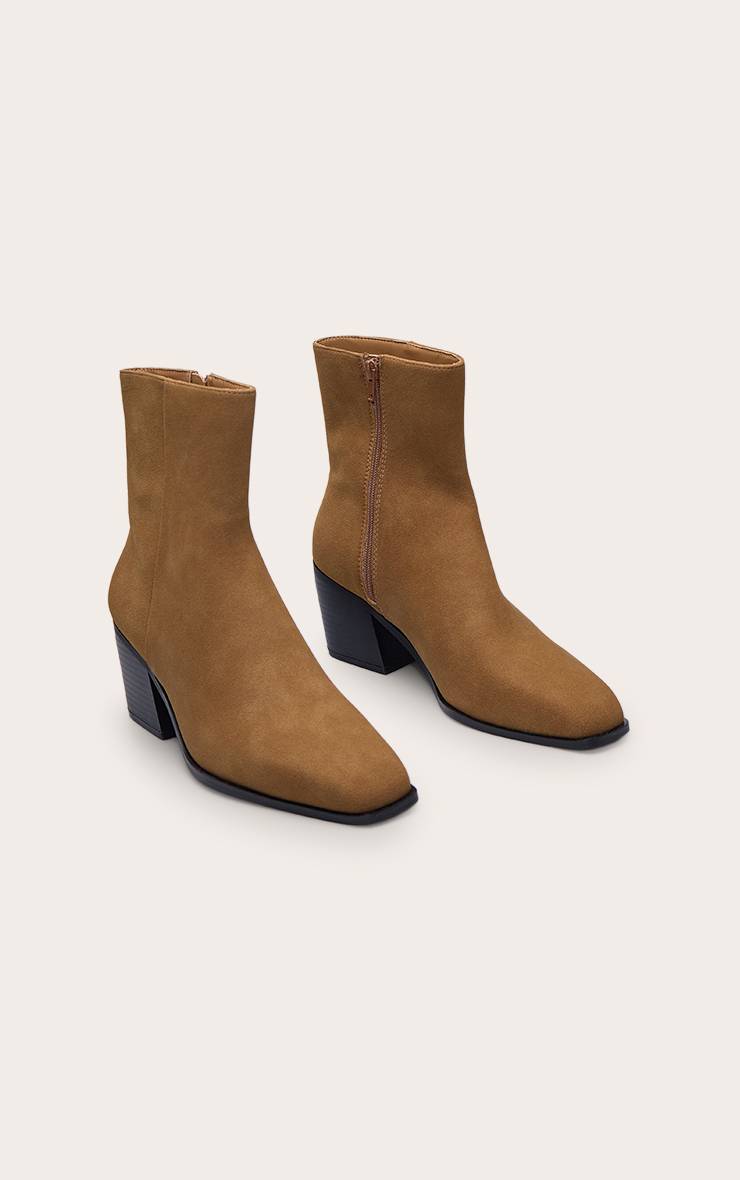 Camel Botte Haute Nubuck À Talon Bloc