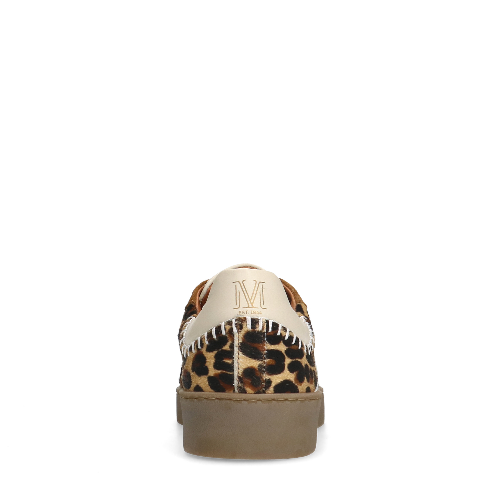 Beige leopard sneakers met ponytail