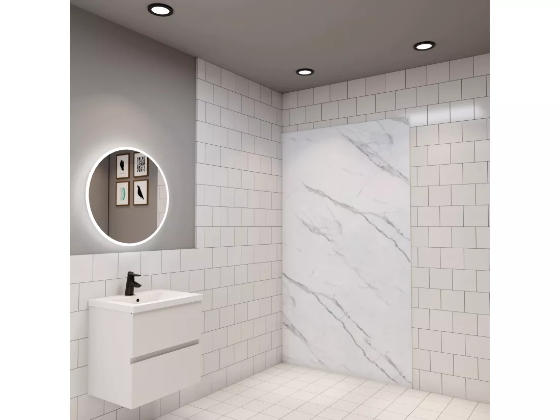 AICA panneau mural de douche L80 x H210 cm effet marbre en aluminium,Hydrofuge et Imputrescible