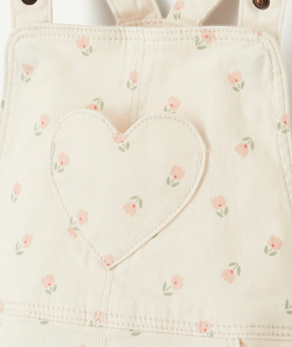 ROBE SALOPETTE BÉBÉ FILLE ÉCRUE IMPRIMÉE AVEC FLEURS