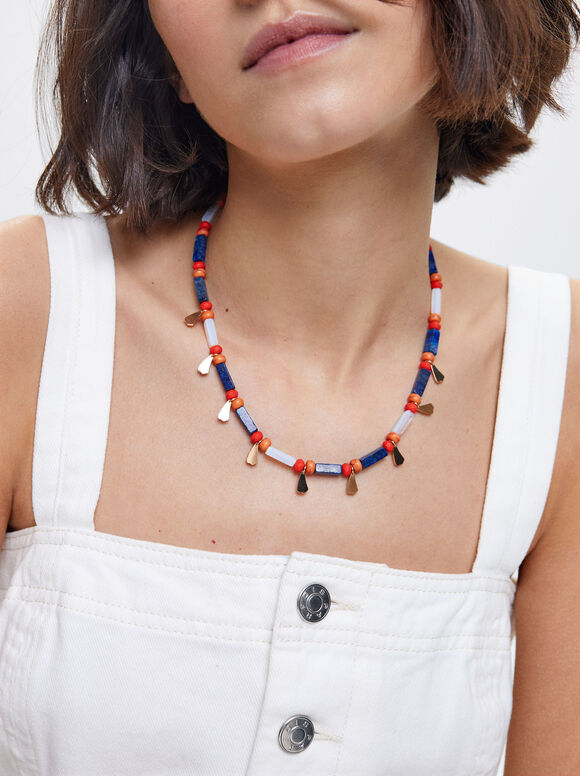Colar com Pedra Semipreciosa - Multicolorido