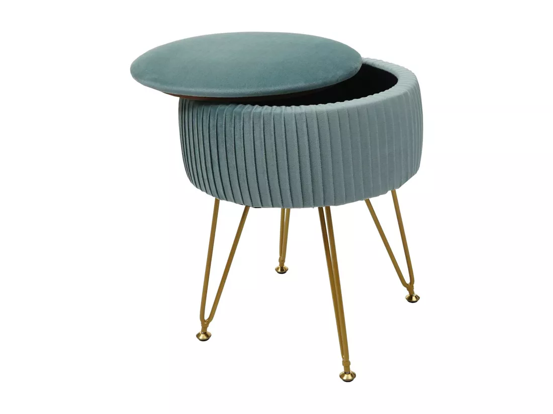 Pouf MCW-K47, vert, piètement or