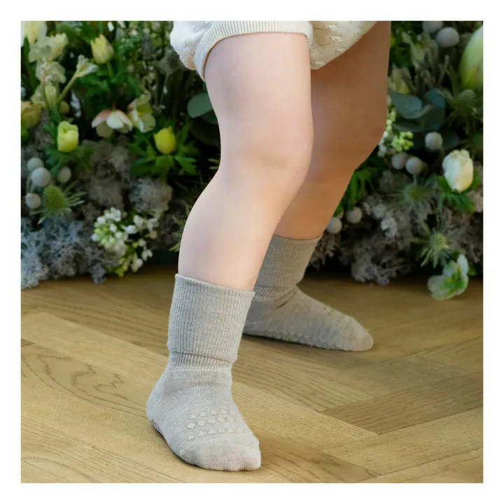 GOBABYGO Chaussettes Antidérapantes en Bambou | Beige