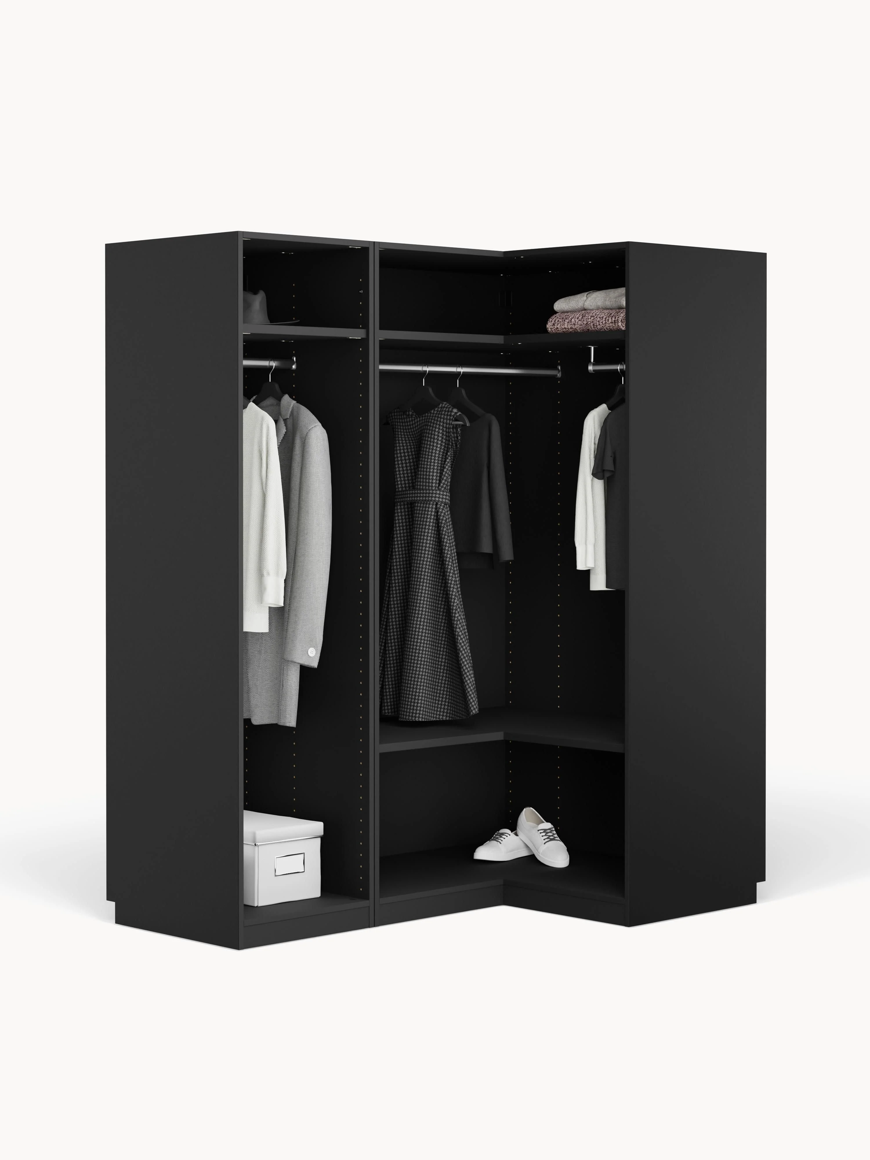 Modulaire hoekkast Simone, 165 cm breed, in verschillende formaten