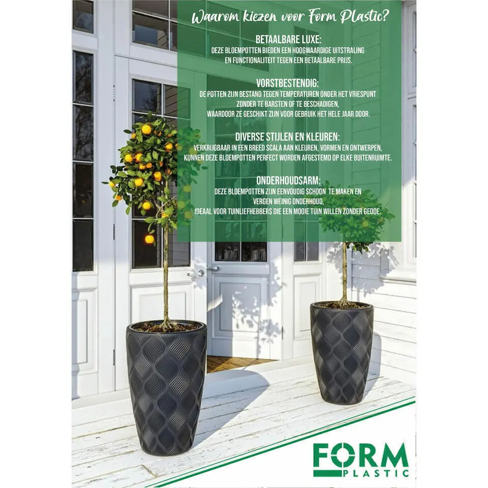 Form Plastic Plantenpot/bloempot - kunststof - wit - 30 x 48 cm