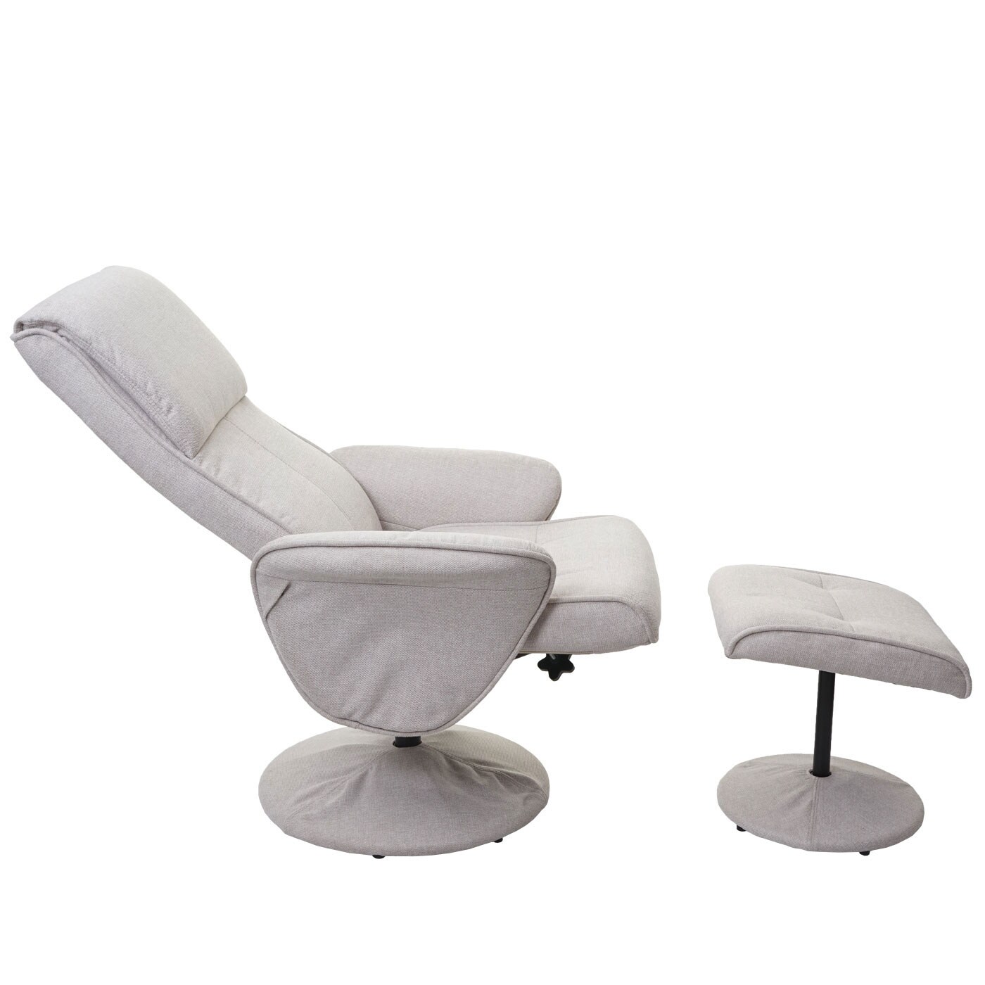 Relaxsessel Stockholm, Fernsehsessel Relaxliege TV-Sessel mit Hocker ~ Stoff/Textil, creme-beige