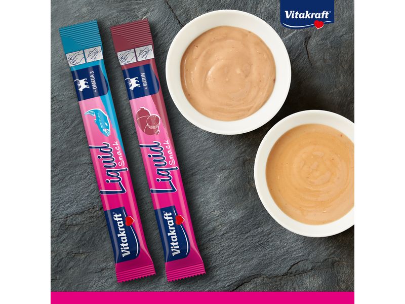 Vitakraft Cat Liquid Leberwurst und Lachs,, 16 x 15 g Snack für Katzen