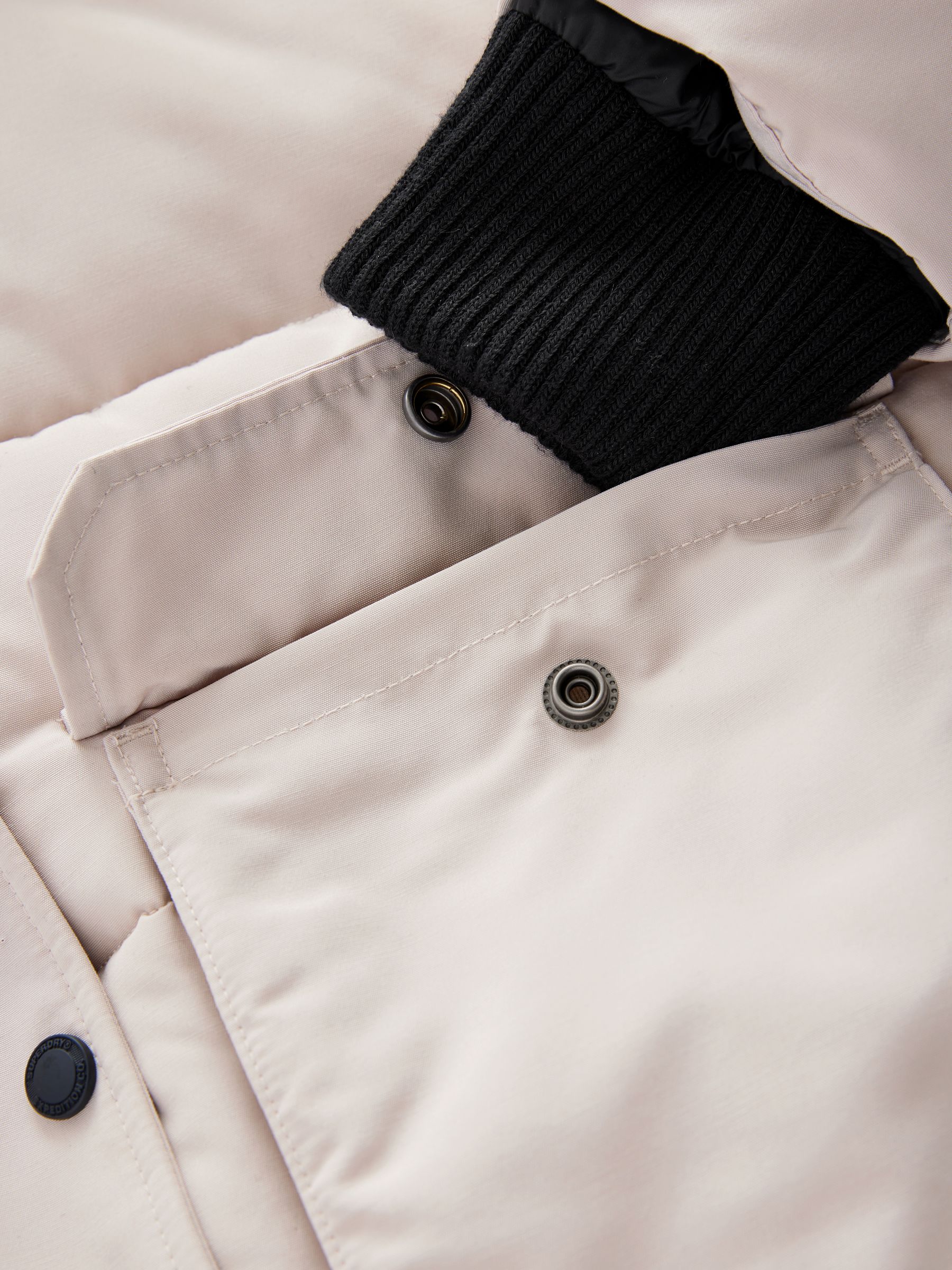 Crème - Superdry - Everest lange gewatteerde jas