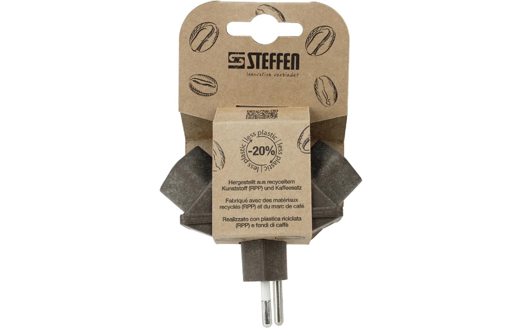 Abzweigstecker 3 x T13 aus Kaffeesatz, sterförmig – BraunCoffee Mehrfachadapter
