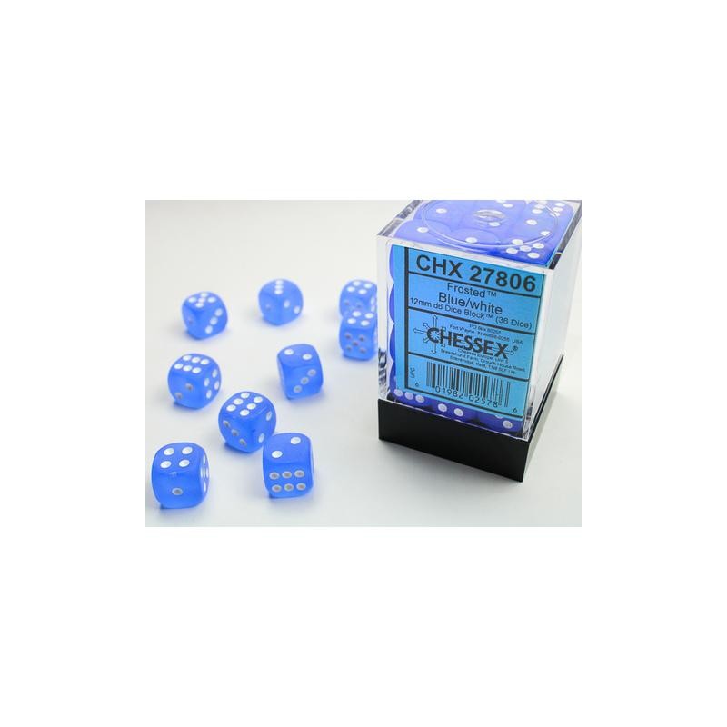 Pack de 36 dés D6 * givré * BLEU