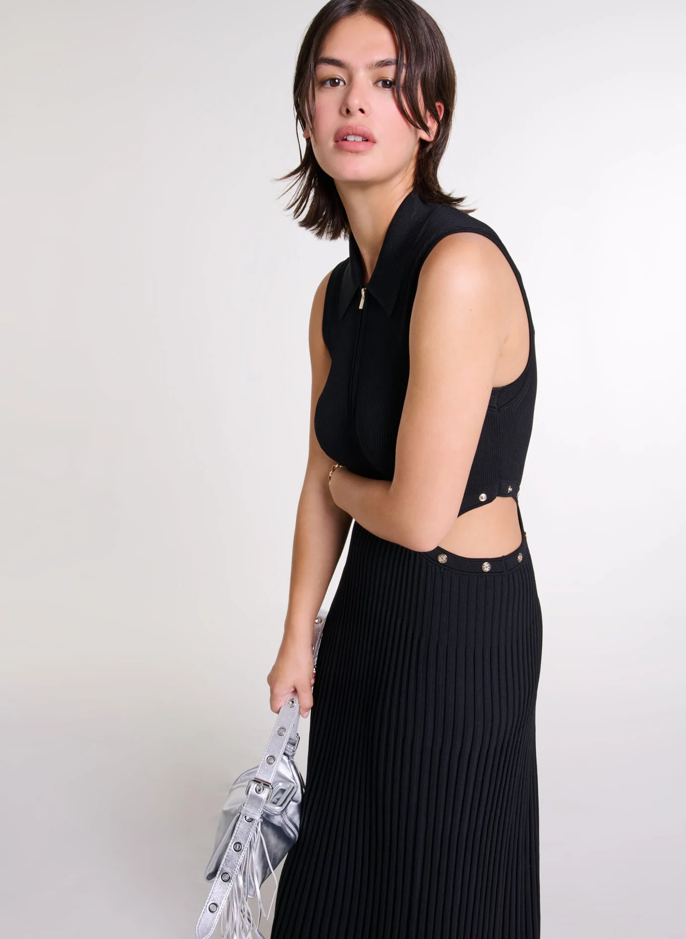 Robe longue col classique | Noir