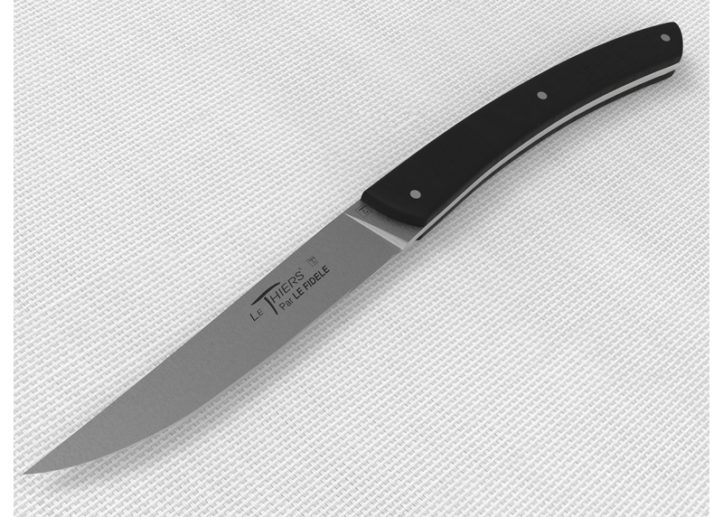 Service de 6 couteaux de table LE THIERS® avec un manche en bois d'ébène et lame en acier inoxydable