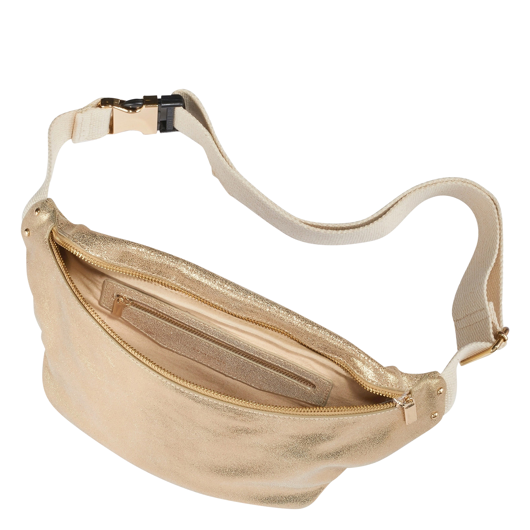 OLIVIA - Sac banane en cuir métallisé | Doré