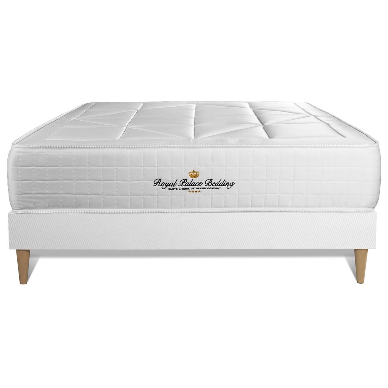 Royal Palace Bedding Ensemble matelas ressorts ensachés & mémoire de forme + sommier Windsor blanc - 140x200 cm