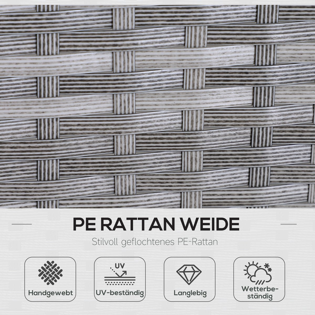 Outsunny 5-delige tuinmeubelset, L134 x B60 x H75 cm, PE rotan, metaal, polyester, gehard glas, veelkleurig