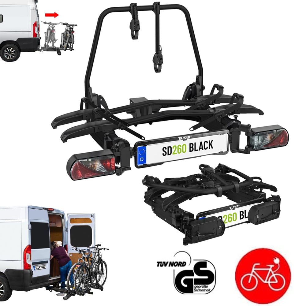 Porte-vélos coulissant sur attelage EUFAB SD260 noir