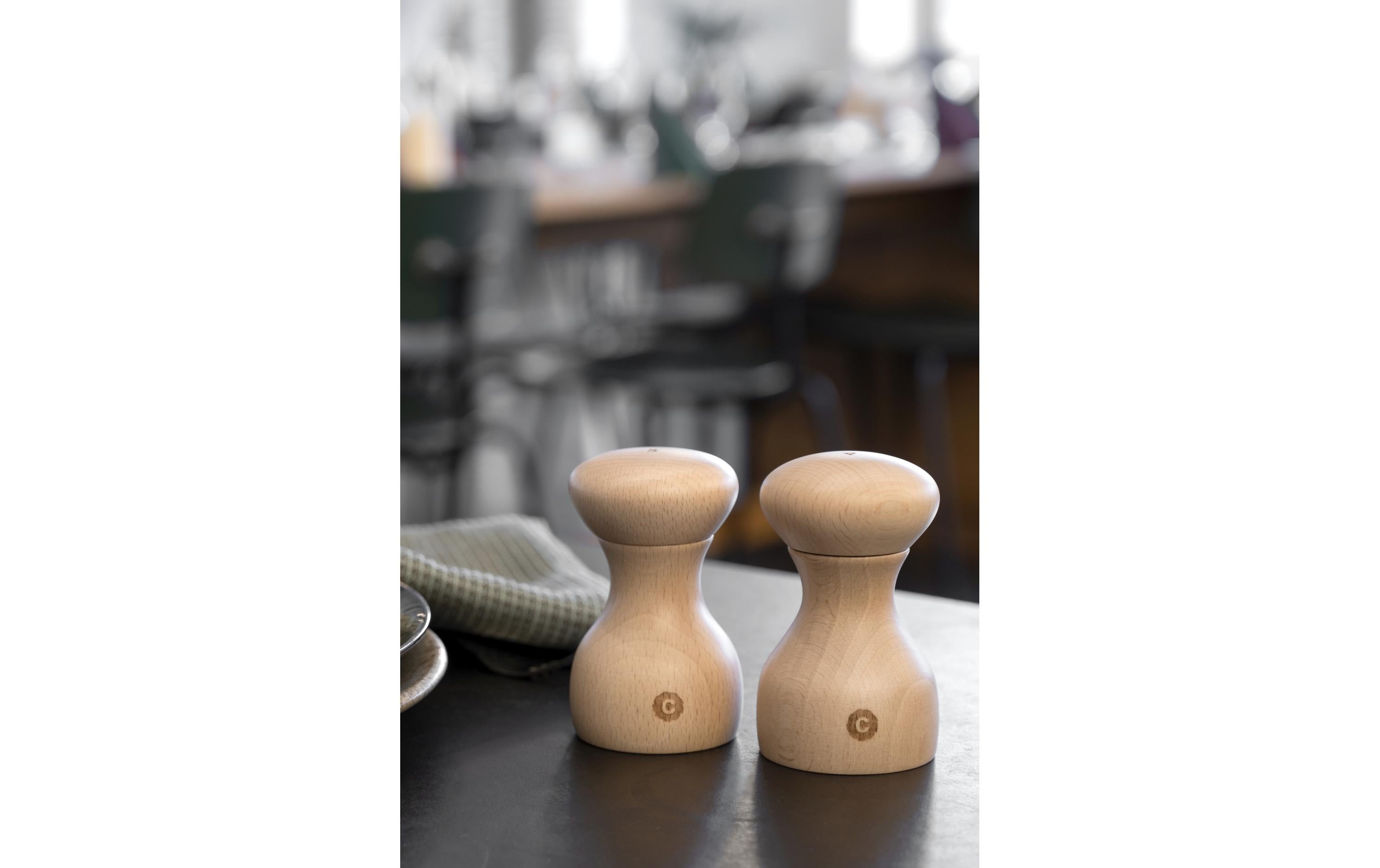 Salz- und Pfeffermühle Lyon 2er Set, 9.6 cm, HellbraunGewürzmühlen Set aus Buchenholz