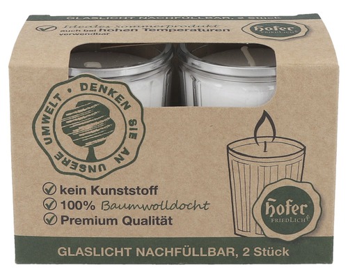 Glazen lamp Hofer H 8 cm wit 2 stuks