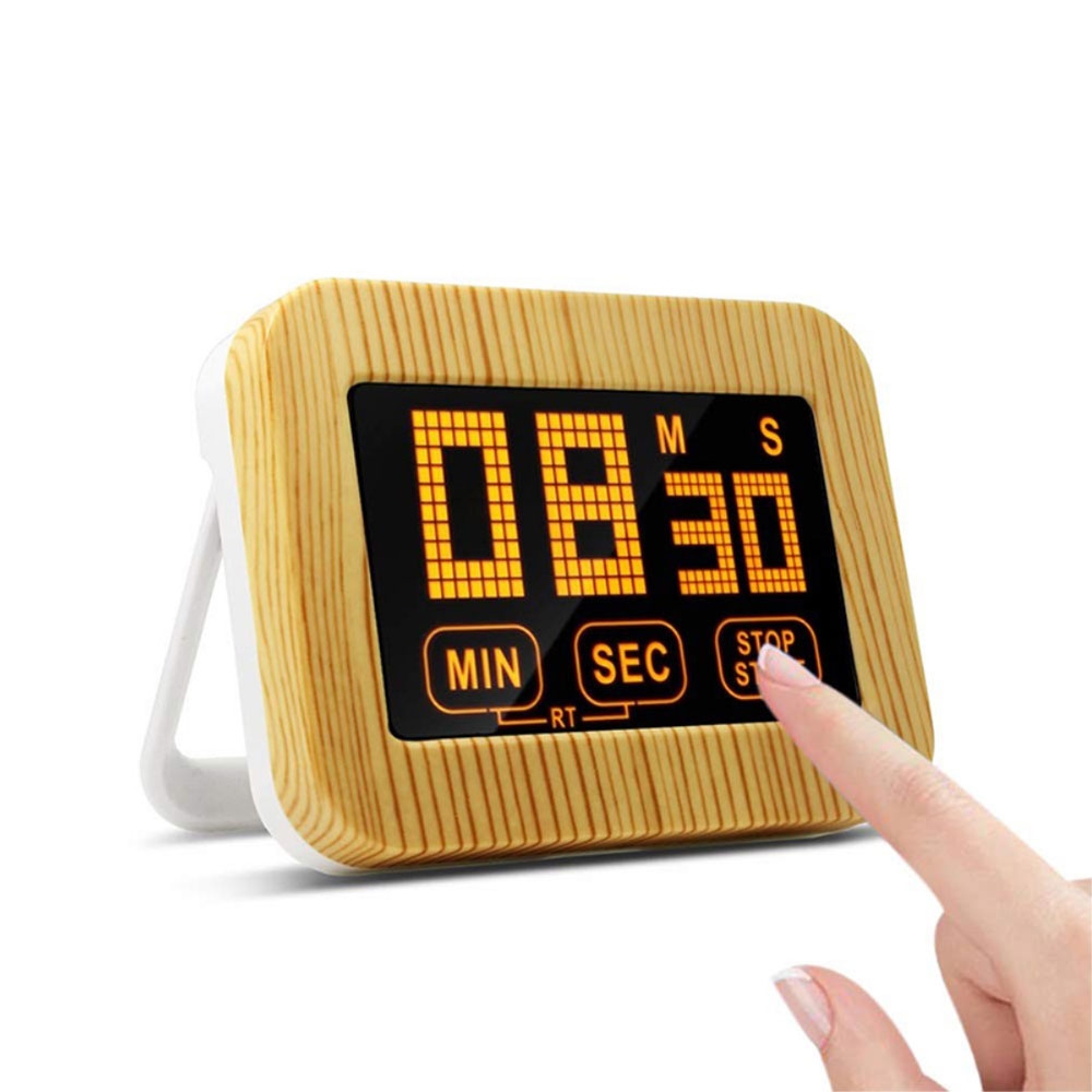 Magnetischer Küchenwecker Timer Eieruhr mit Touchscreen   Beleuchtung (60x36mm) - Braun