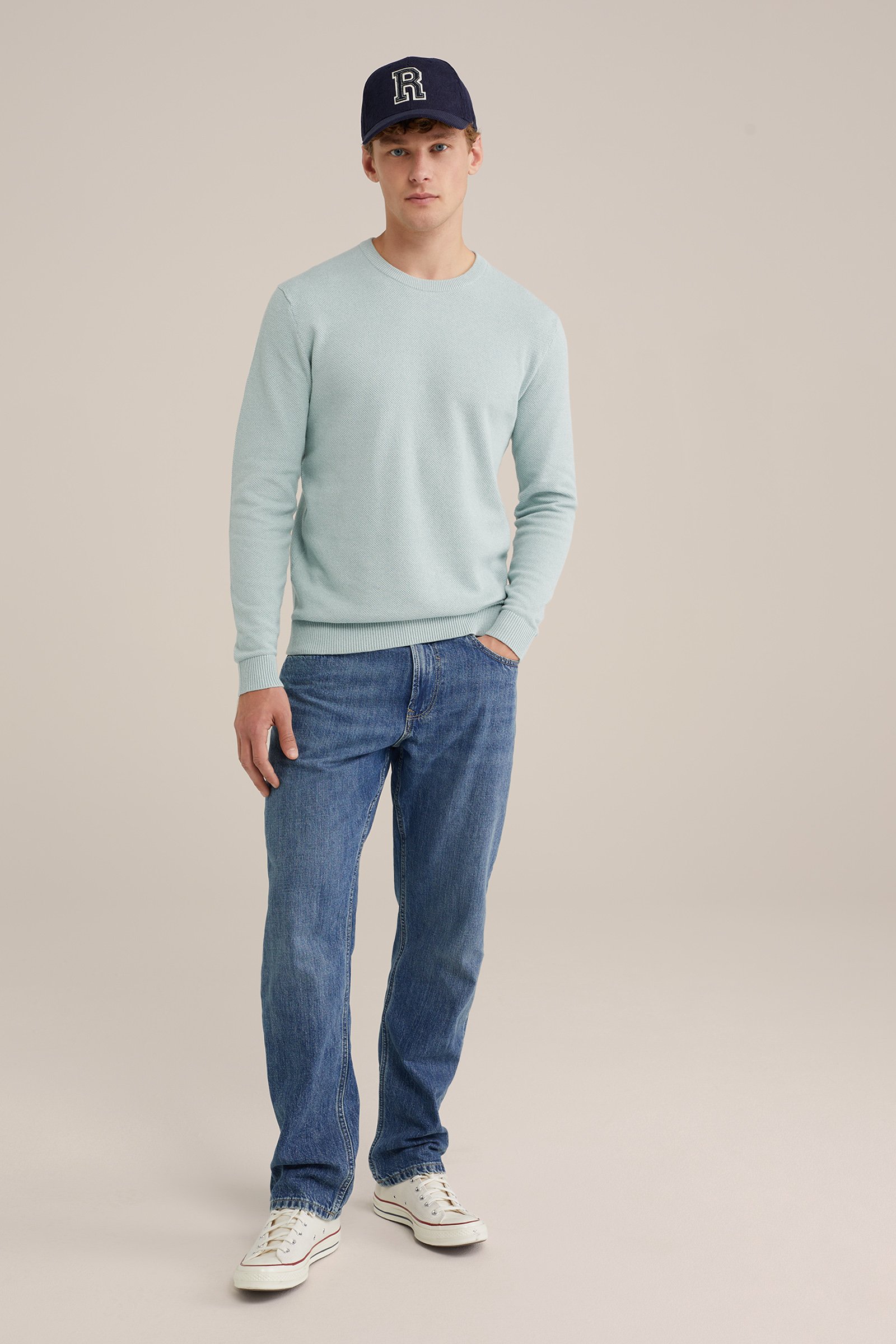 trui met structuur WE Fashion IJsblauw