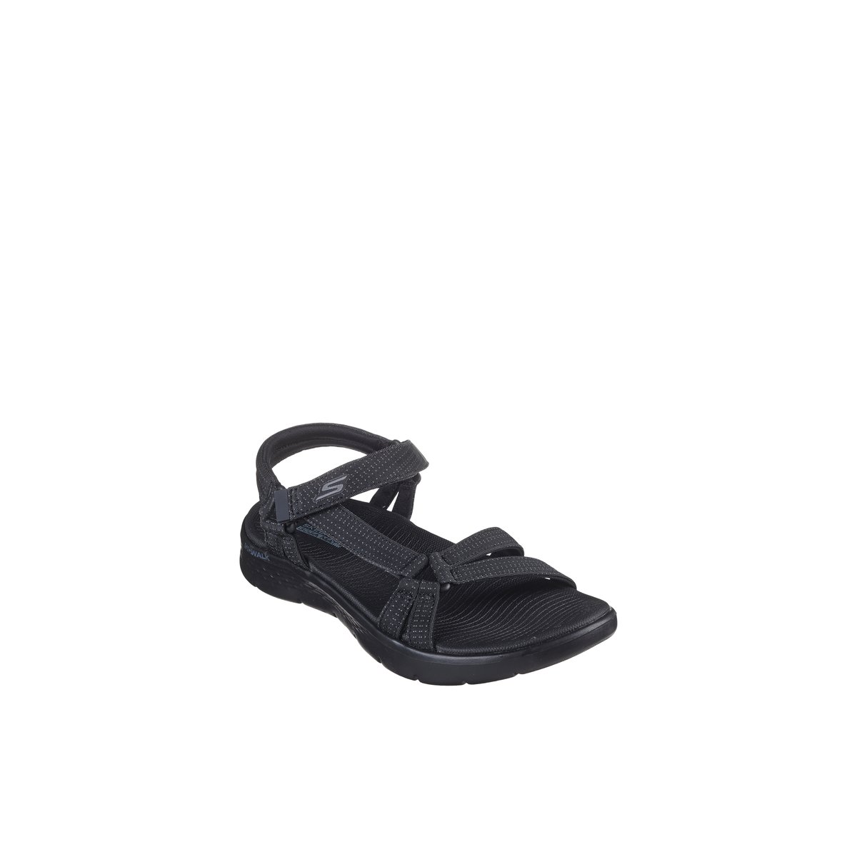 2X les points-Gowalk_flex-Sandales à lanières - Talon plat - Noir/Noir