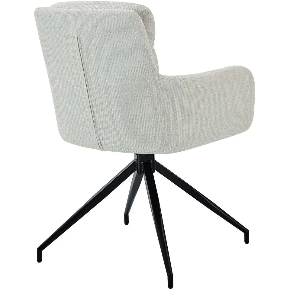 CLP Eetkamerstoel Somers zwart Frame - Stof - creme